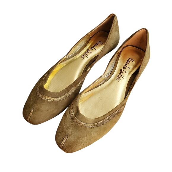 Alexandra Bartlett Green Suede Leather Ballet Flats Gold Accents - Size 7 - Picture 1 of 6